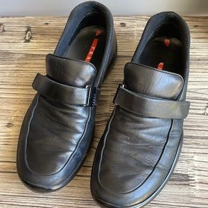 Prada Black leather slip on shoes size 10
